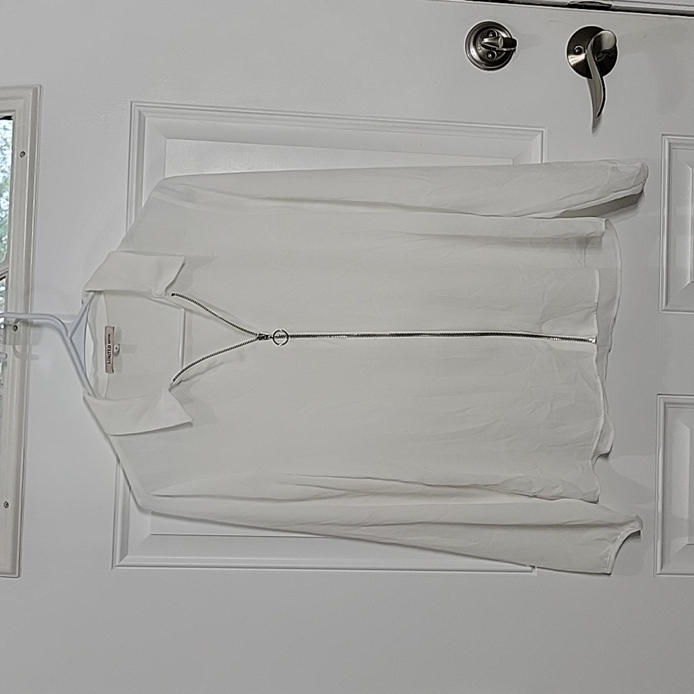 M&S Limited Edition Full Zip White Blouse Size 8